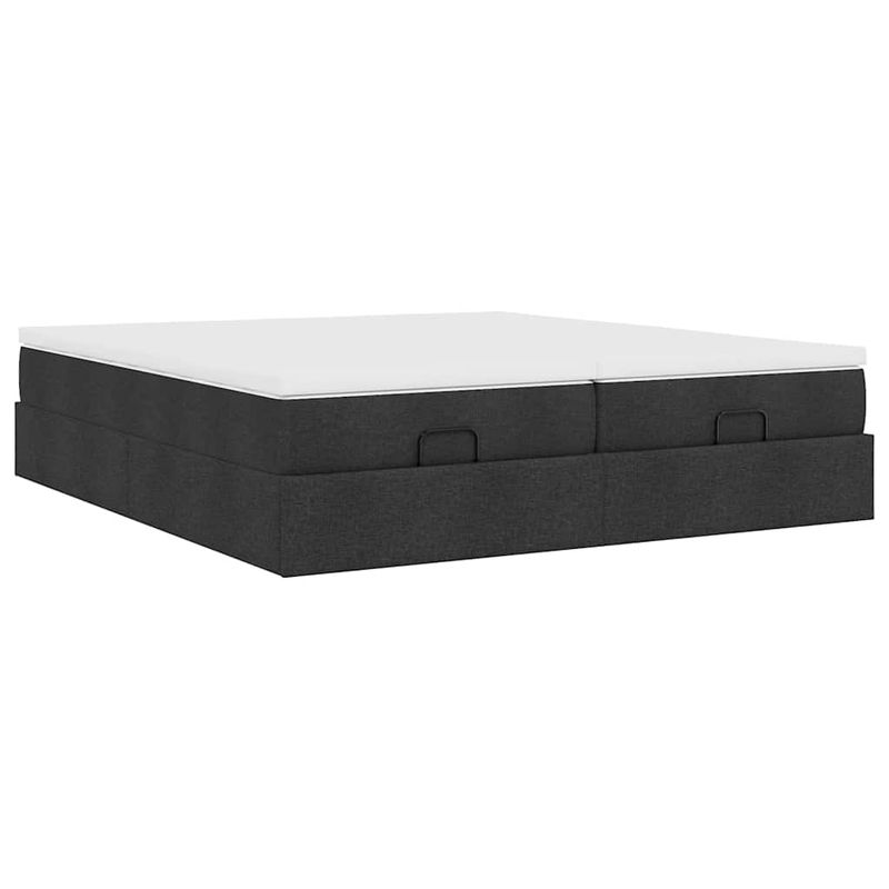 Casa si Gradina - Mobilier - Paturi si accesorii - Paturi - Cadru de pat otoman cu saltele, tesatura neagra 200x200cm - Infinity.ro
