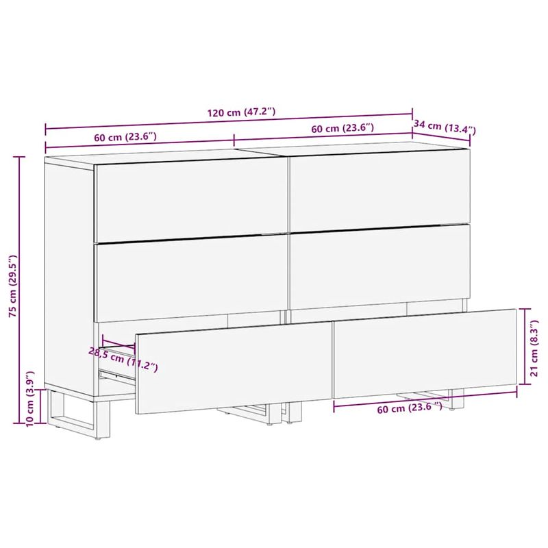 Casa si Gradina - Mobilier - Dulapuri si sifoniere - Dulapuri - Bufete 2 buc Negru 60x33x75 cm Lemn masiv Mango - Infinity.ro