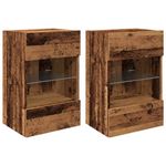 Casa si Gradina - Mobilier - Comode si corpuri - Comode - Comode TV perete cu lumini LED 2 buc. lemn vechi 40x30x60,5 cm - Infinity.ro