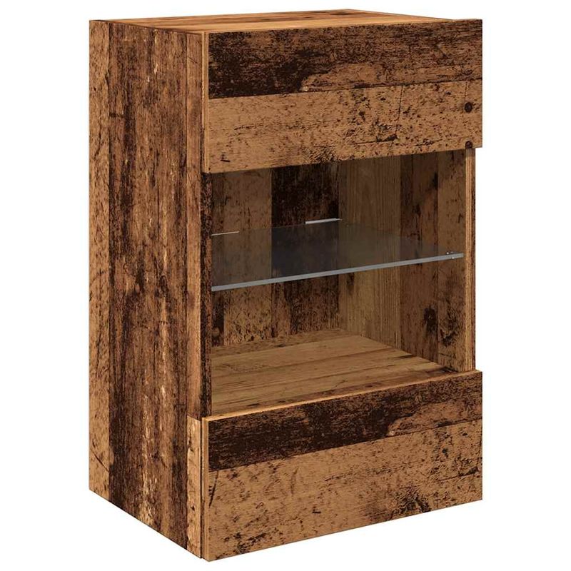 Casa si Gradina - Mobilier - Comode si corpuri - Comode - Comode TV perete cu lumini LED 2 buc. lemn vechi 40x30x60,5 cm - Infinity.ro