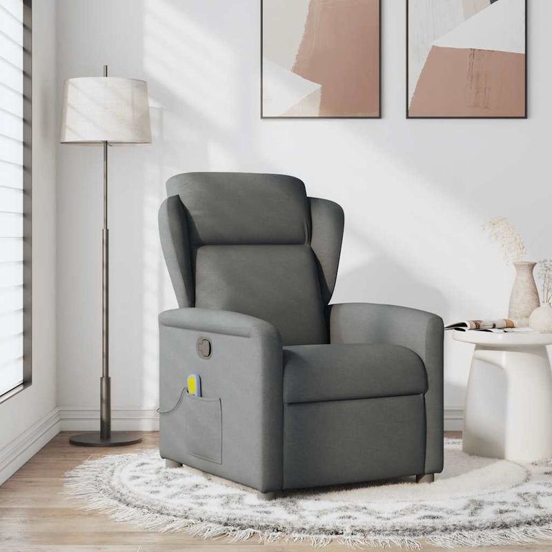Ingrijire personala si Cosmetice - Sanatate si wellness - Articole wellness - Fotolii de masaj - Fotoliu de masaj rabatabil, gri inchis, material textil - Infinity.ro