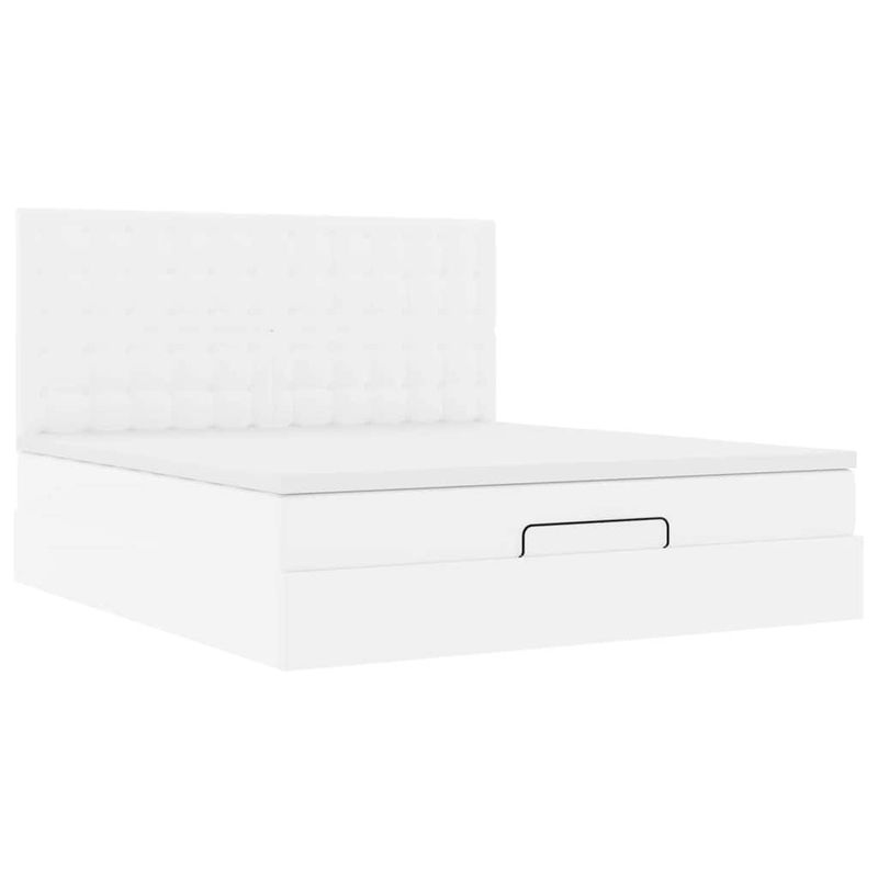 Casa si Gradina - Mobilier - Paturi si accesorii - Paturi - Cadru de pat otoman cu saltea alb 160x200cm piele artificiala - Infinity.ro