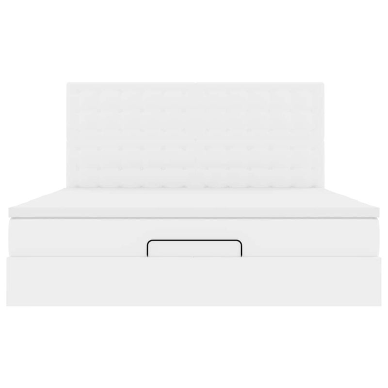 Casa si Gradina - Mobilier - Paturi si accesorii - Paturi - Cadru de pat otoman cu saltea alb 160x200cm piele artificiala - Infinity.ro