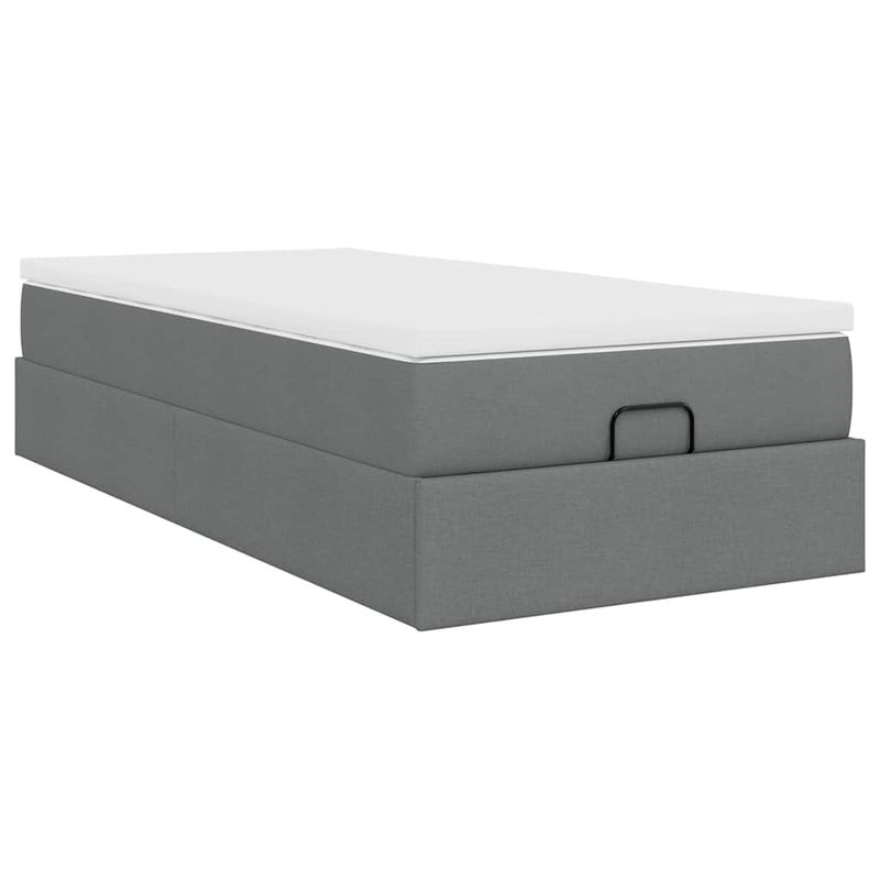 Casa si Gradina - Mobilier - Paturi si accesorii - Paturi - Cadru pat otoman cu saltea tesatura gri inchis 90x200 cm - Infinity.ro