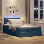 Casa si Gradina - Mobilier - Paturi si accesorii - Paturi - Cadru pat otoman cu saltea Albastru inchis 120x190 cm catifea - Infinity.ro