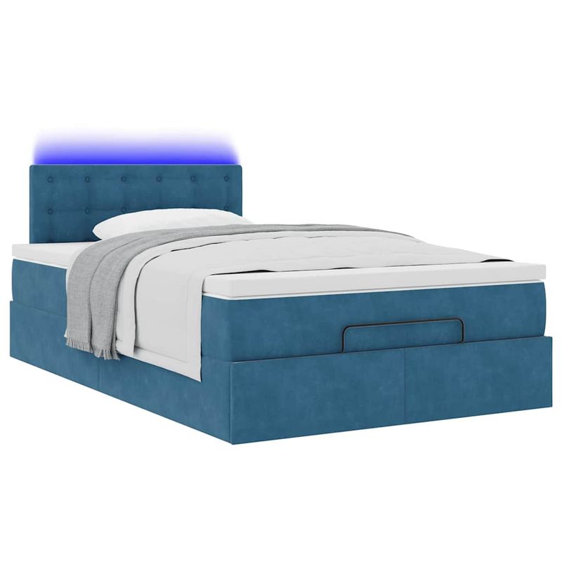 Casa si Gradina - Mobilier - Paturi si accesorii - Paturi - Cadru pat otoman cu saltea Albastru inchis 120x190 cm catifea - Infinity.ro