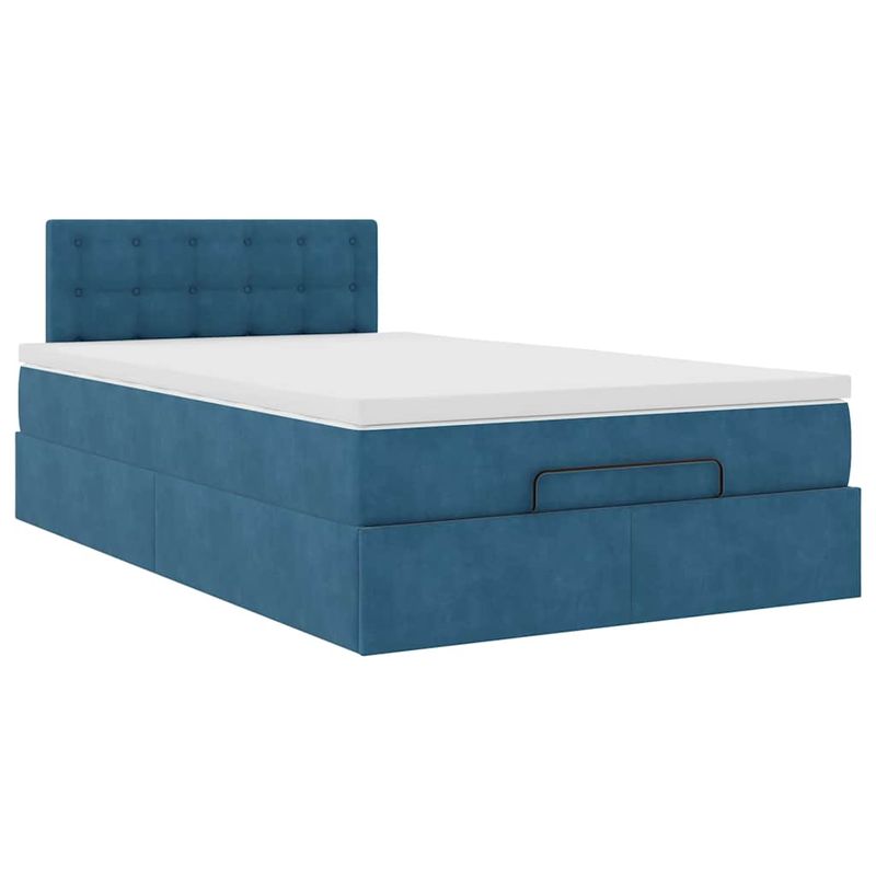 Casa si Gradina - Mobilier - Paturi si accesorii - Paturi - Cadru pat otoman cu saltea Albastru inchis 120x190 cm catifea - Infinity.ro