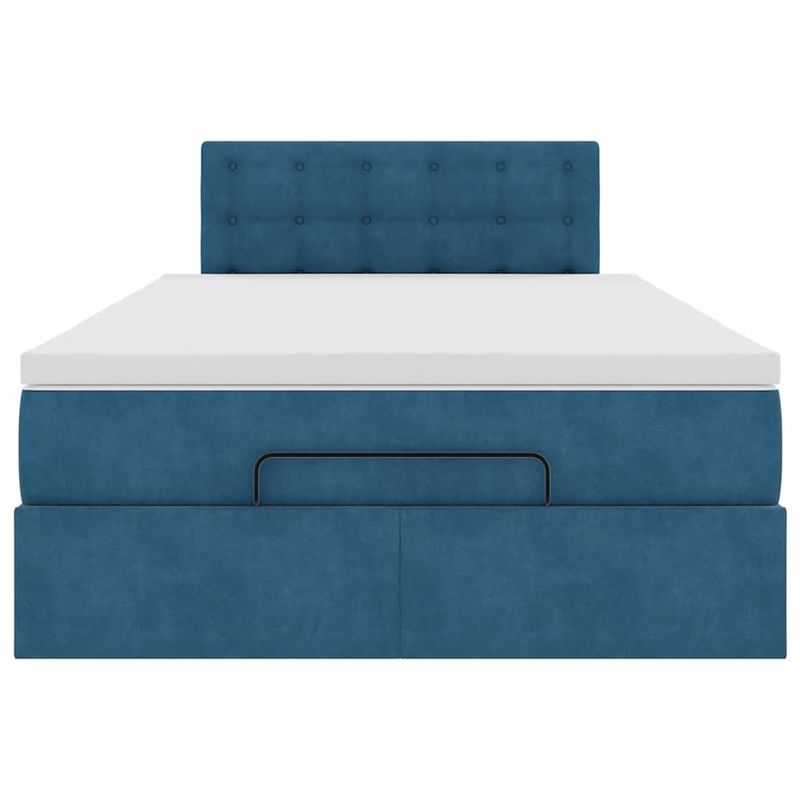 Casa si Gradina - Mobilier - Paturi si accesorii - Paturi - Cadru pat otoman cu saltea Albastru inchis 120x190 cm catifea - Infinity.ro