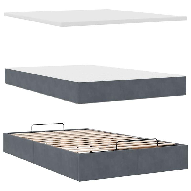 Casa si Gradina - Mobilier - Paturi si accesorii - Paturi - Cadru pat otoman cu saltea Albastru inchis 120x190 cm catifea - Infinity.ro