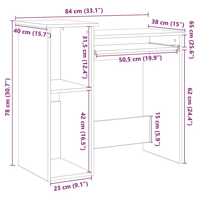 Casa si Gradina - Mobilier - Mese si birouri - Birouri - Birou cu rafturi, stejar sonoma, 84x40x78 cm, PAL - Infinity.ro