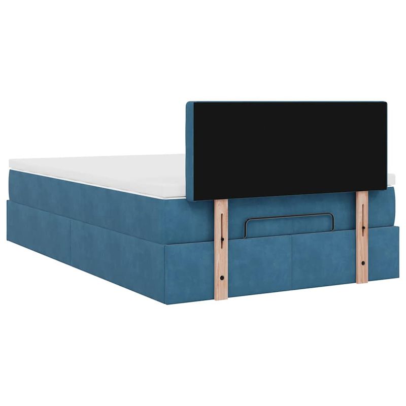 Casa si Gradina - Mobilier - Paturi si accesorii - Paturi - Cadru pat otoman cu saltea Albastru inchis 120x190 cm catifea - Infinity.ro