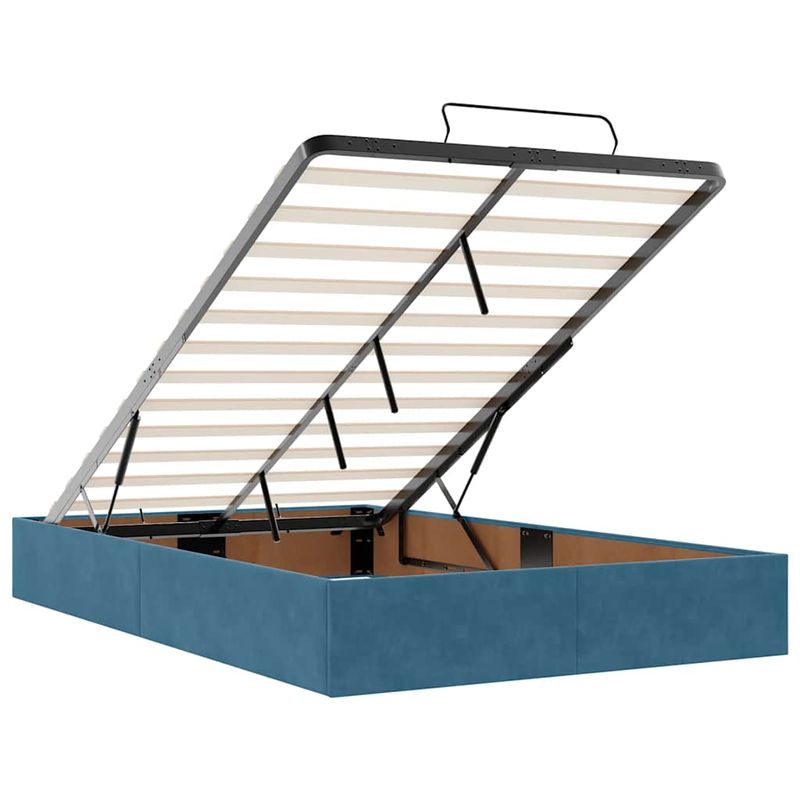 Casa si Gradina - Mobilier - Paturi si accesorii - Paturi - Cadru pat otoman cu saltea Albastru inchis 120x190 cm catifea - Infinity.ro