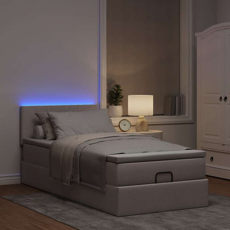 Casa si Gradina - Mobilier - Paturi si accesorii - Paturi - Pat otoman cu saltea Taupe 100x200 cm Stofa, model design simplu - Infinity.ro