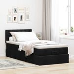Casa si Gradina - Mobilier - Paturi si accesorii - Paturi - Pat otoman cu saltea negru 100x200 cm stofa, model nasturi - Infinity.ro