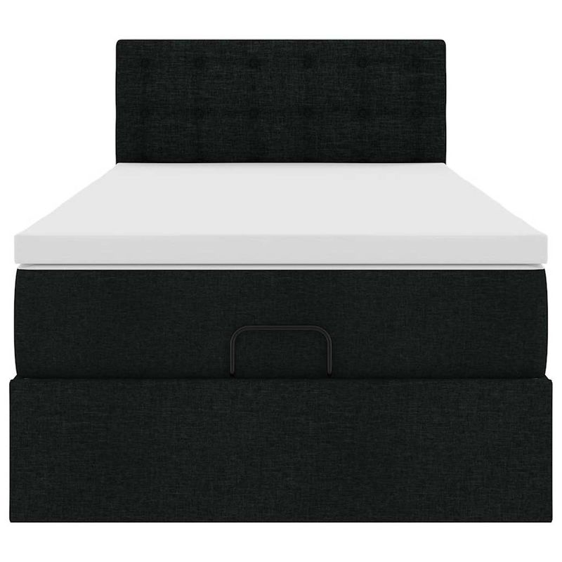 Casa si Gradina - Mobilier - Paturi si accesorii - Paturi - Pat otoman cu saltea negru 100x200 cm stofa, model nasturi - Infinity.ro