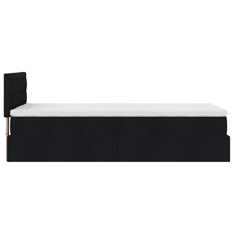 Casa si Gradina - Mobilier - Paturi si accesorii - Paturi - Pat otoman cu saltea negru 100x200 cm stofa, model nasturi - Infinity.ro