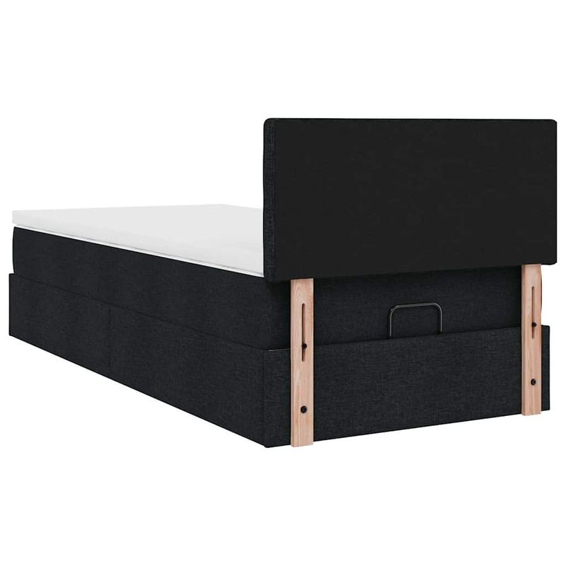 Casa si Gradina - Mobilier - Paturi si accesorii - Paturi - Pat otoman cu saltea negru 100x200 cm stofa, model nasturi - Infinity.ro