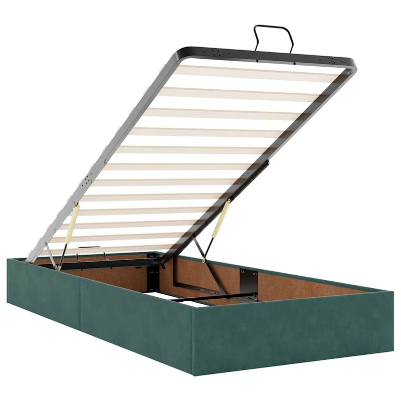 Casa si Gradina - Mobilier - Paturi si accesorii - Paturi - Cadru de pat otoman cu saltea verde inchis 100x200cm catifea - Infinity.ro