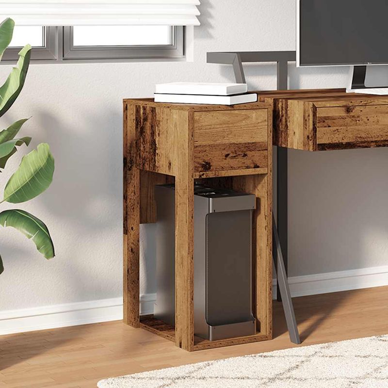 Casa si Gradina - Mobilier - Mese si birouri - Birouri - Suport turn pentru computer cu sertar lemn vechi 30x44x74 cm - Infinity.ro