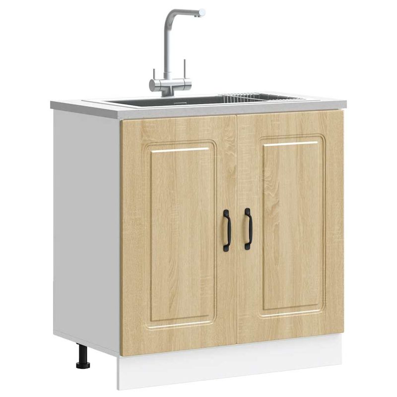 Casa si Gradina - Mobilier - Comode si corpuri - Corpuri bucatarie - Dulap de baza pentru chiuveta Stejar Sonoma Lemn prelucrat, mărime 80x46x81.5 cm - Infinity.ro
