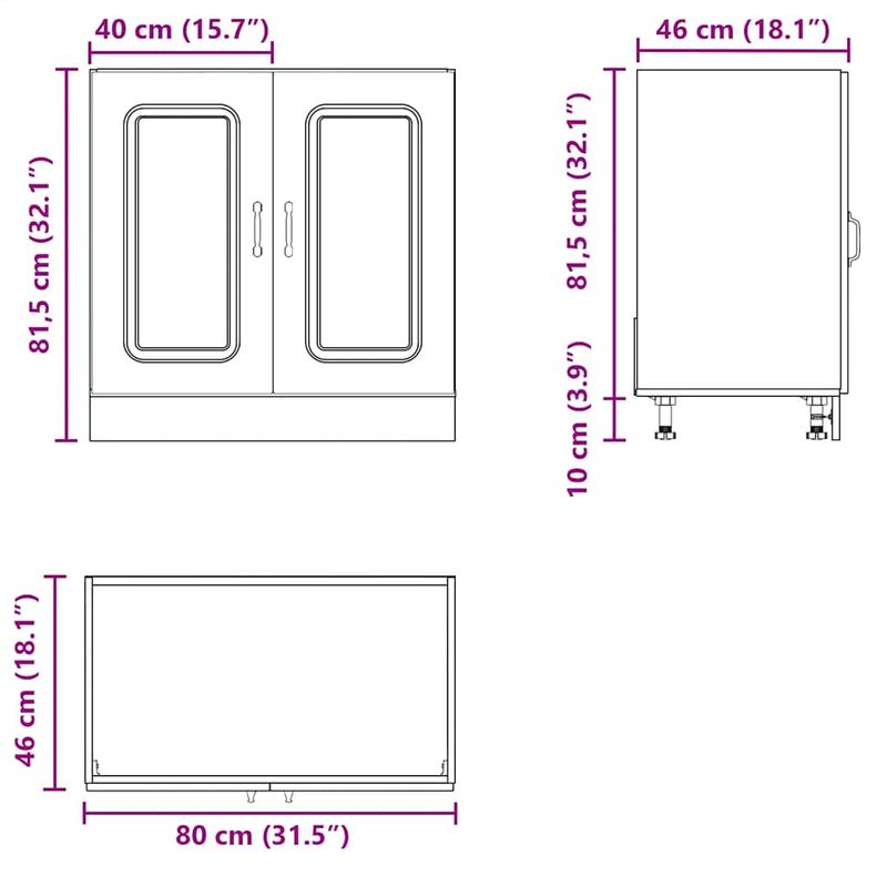 Casa si Gradina - Mobilier - Comode si corpuri - Corpuri bucatarie - Dulap de baza pentru chiuveta Stejar Sonoma Lemn prelucrat, mărime 80x46x81.5 cm - Infinity.ro