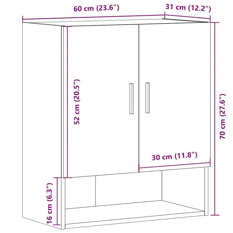 Casa si Gradina - Mobilier - Dulapuri si sifoniere - Dulapuri - Dulap de perete, lemn vechi, 60x31x70 cm, lemn compozit - Infinity.ro