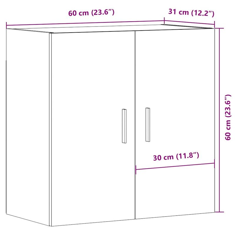 Casa si Gradina - Mobilier - Dulapuri si sifoniere - Dulapuri - Dulap de perete, stejar artizanal, 60x31x60 cm, lemn prelucrat - Infinity.ro