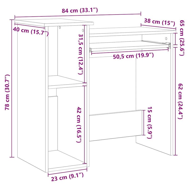 Casa si Gradina - Mobilier - Mese si birouri - Birouri - Birou cu rafturi, alb, 84x40x78 cm, PAL - Infinity.ro