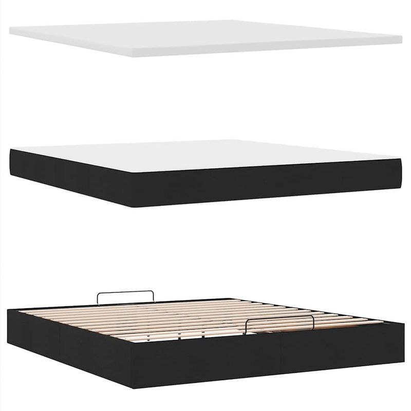 Casa si Gradina - Mobilier - Paturi si accesorii - Paturi - Cadru de pat otoman cu saltea tesatura neagra 160x200cm - Infinity.ro