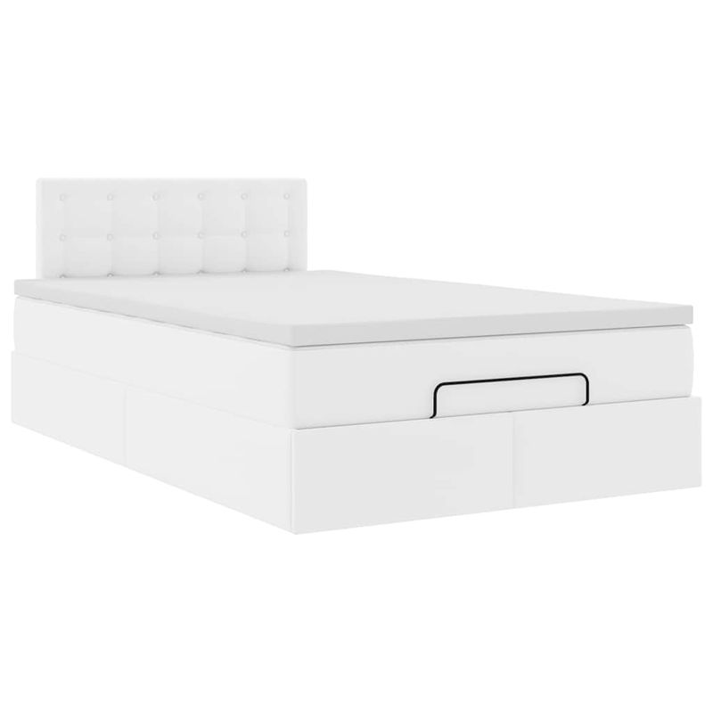 Casa si Gradina - Mobilier - Paturi si accesorii - Paturi - Cadru pat otoman cu saltea alb pur 120x190cm piele artificiala - Infinity.ro