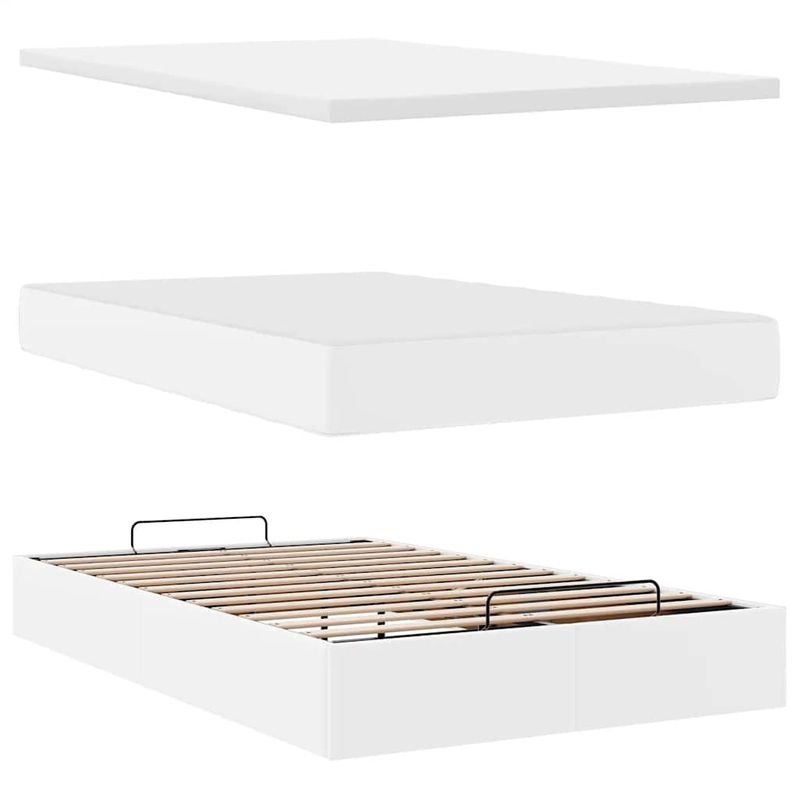 Casa si Gradina - Mobilier - Paturi si accesorii - Paturi - Cadru pat otoman cu saltea alb pur 120x190cm piele artificiala - Infinity.ro