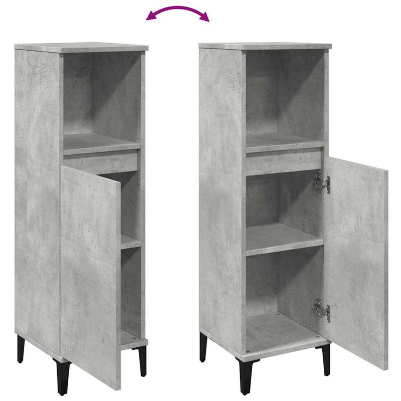 Casa si Gradina - Mobilier - Mobilier baie - Corpuri baie - Dulap de baie, gri beton, 30x30x100 cm, lemn prelucrat - Infinity.ro
