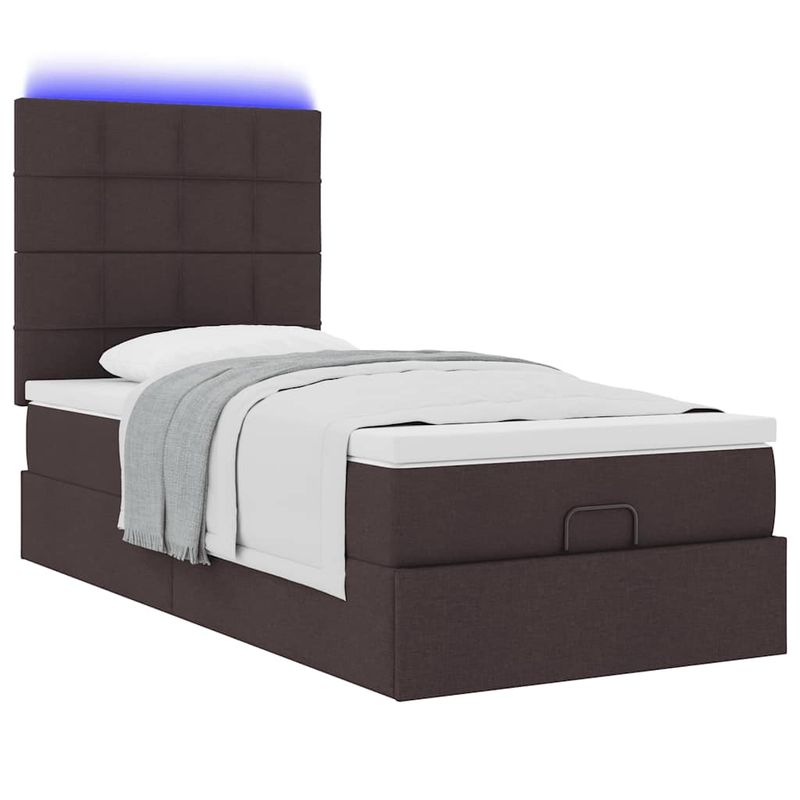 Casa si Gradina - Mobilier - Paturi si accesorii - Paturi - Cadru de pat otoman cu saltea tesatura maro inchis 100x200 cm - Infinity.ro