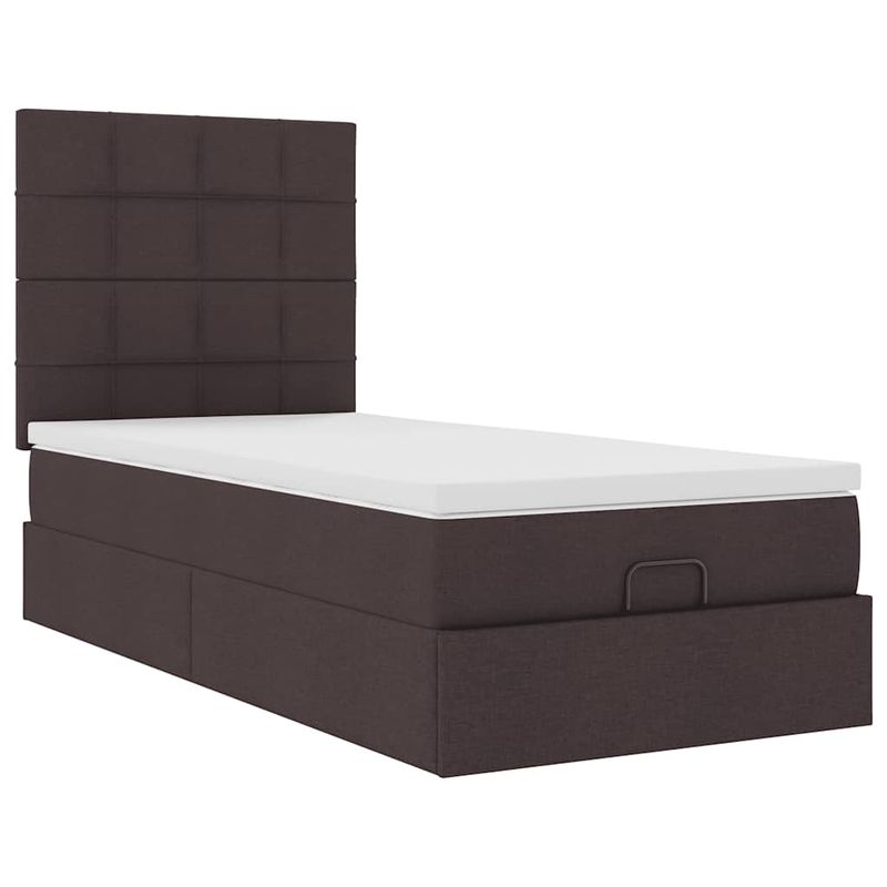 Casa si Gradina - Mobilier - Paturi si accesorii - Paturi - Cadru de pat otoman cu saltea tesatura maro inchis 100x200 cm - Infinity.ro