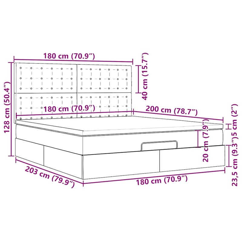 Casa si Gradina - Mobilier - Paturi si accesorii - Paturi - Cadru de pat otoman cu saltele, catifea verde inchis 180x200cm - Infinity.ro