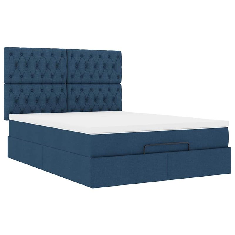 Casa si Gradina - Mobilier - Paturi si accesorii - Paturi - Cadru de pat otoman cu saltea tesatura albastra 140x200cm - Infinity.ro