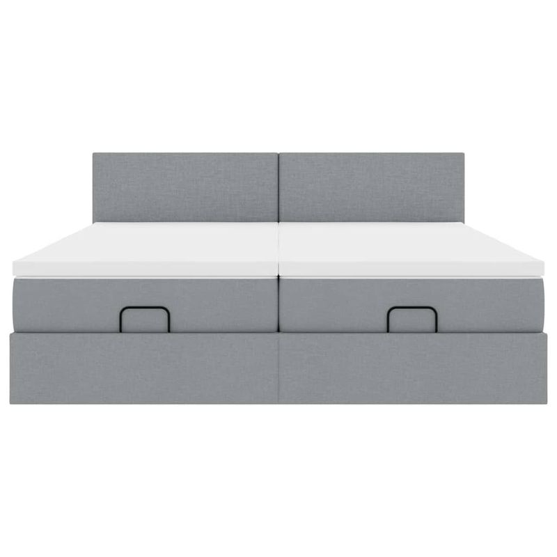 Casa si Gradina - Mobilier - Paturi si accesorii - Paturi - Cadru de pat otoman cu saltele tesatura gri deschis 200x200cm - Infinity.ro