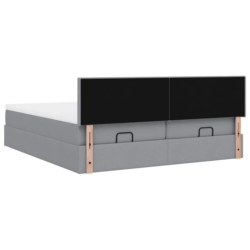 Casa si Gradina - Mobilier - Paturi si accesorii - Paturi - Cadru de pat otoman cu saltele tesatura gri deschis 200x200cm - Infinity.ro
