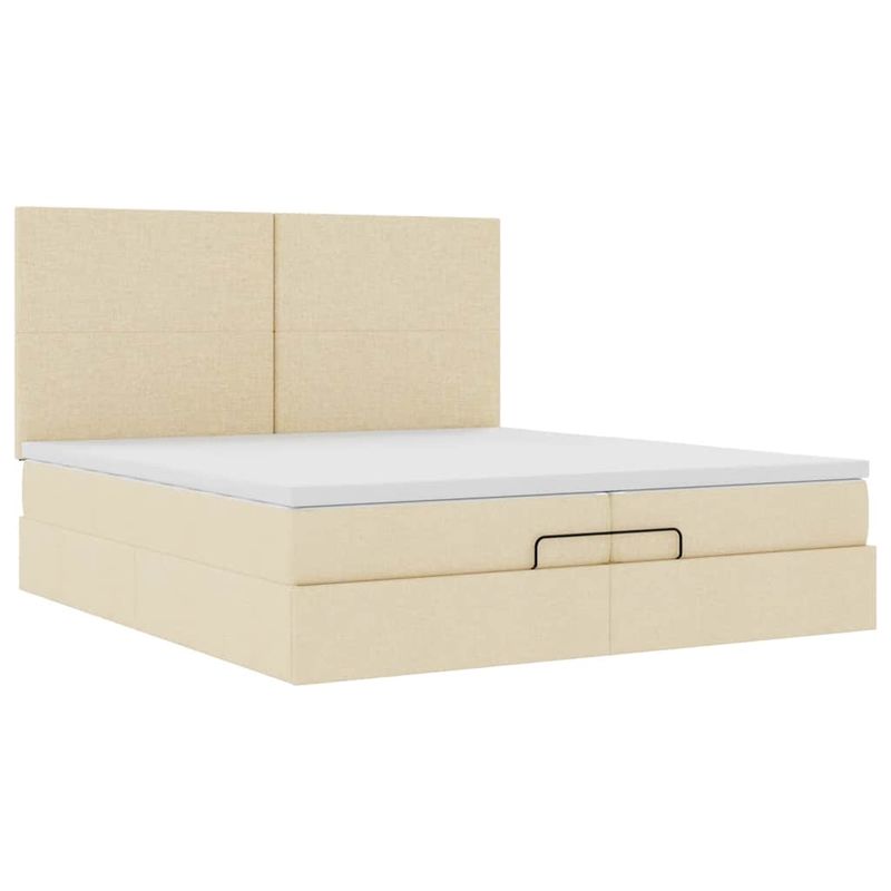Casa si Gradina - Mobilier - Paturi si accesorii - Paturi - Cadru de pat otoman cu saltele crem 200x200cm stofa - Infinity.ro