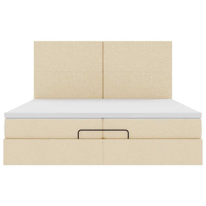 Casa si Gradina - Mobilier - Paturi si accesorii - Paturi - Cadru de pat otoman cu saltele crem 200x200cm stofa - Infinity.ro