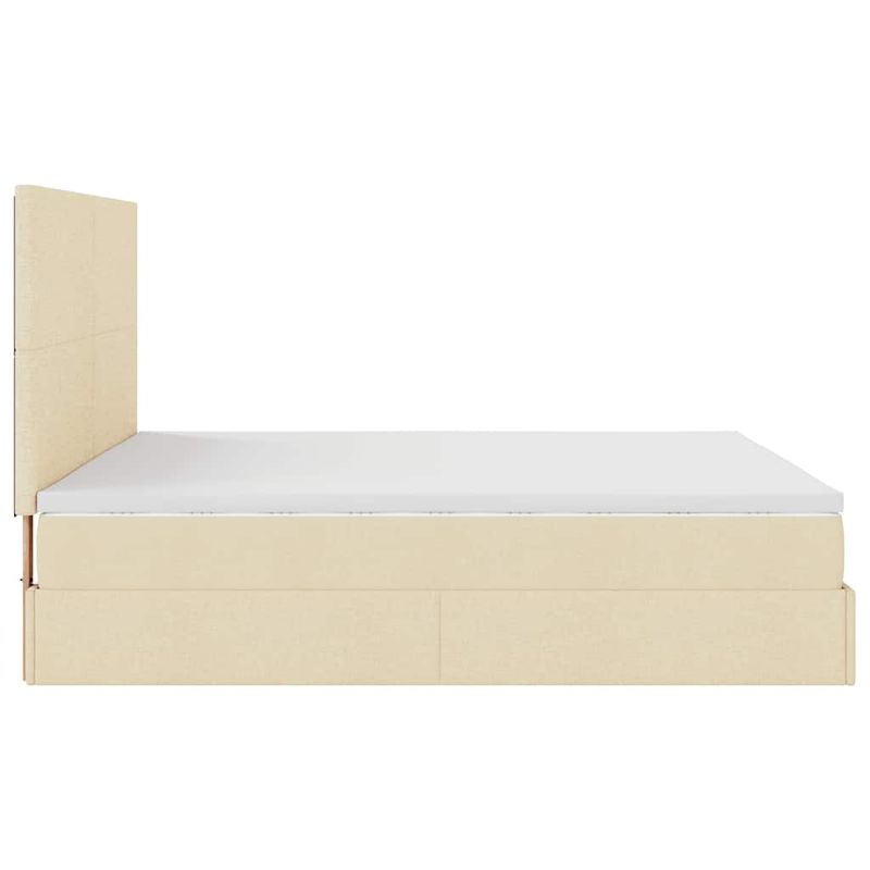 Casa si Gradina - Mobilier - Paturi si accesorii - Paturi - Cadru de pat otoman cu saltele crem 200x200cm stofa - Infinity.ro