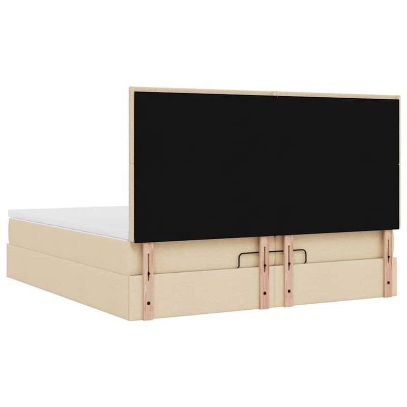 Casa si Gradina - Mobilier - Paturi si accesorii - Paturi - Cadru de pat otoman cu saltele crem 200x200cm stofa - Infinity.ro