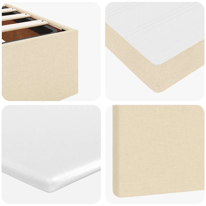 Casa si Gradina - Mobilier - Paturi si accesorii - Paturi - Cadru de pat otoman cu saltele crem 200x200cm stofa - Infinity.ro