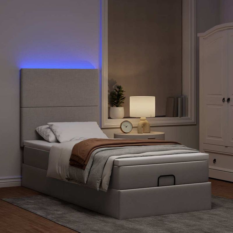 Casa si Gradina - Mobilier - Paturi si accesorii - Paturi - Cadru de pat otoman cu saltea Taupe 90x190cm Material - Infinity.ro