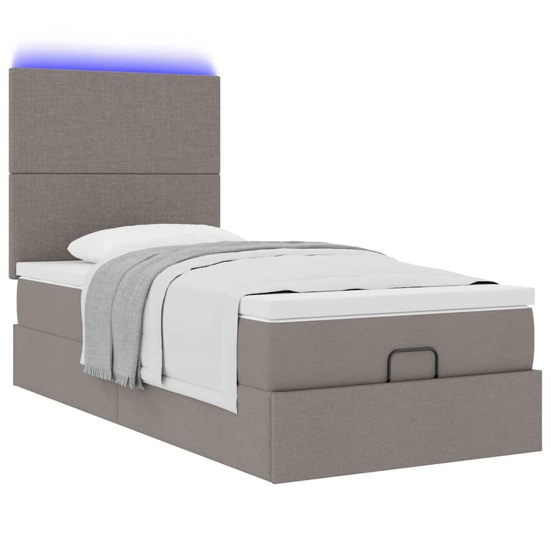 Casa si Gradina - Mobilier - Paturi si accesorii - Paturi - Cadru de pat otoman cu saltea Taupe 90x190cm Material - Infinity.ro