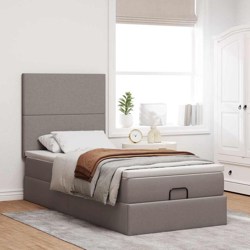 Casa si Gradina - Mobilier - Paturi si accesorii - Paturi - Cadru de pat otoman cu saltea Taupe 90x190cm Material - Infinity.ro