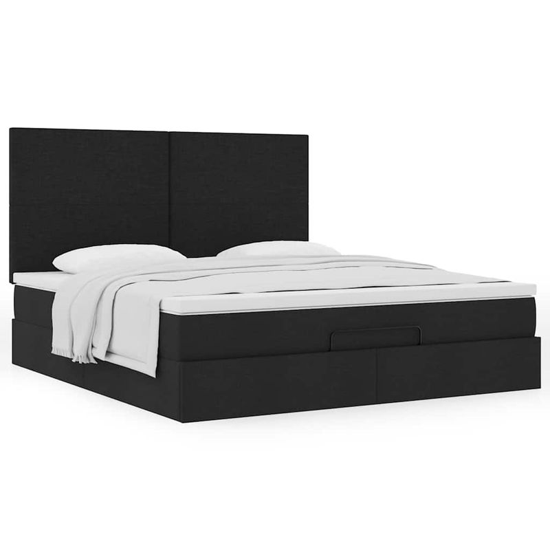 Casa si Gradina - Mobilier - Paturi si accesorii - Paturi - Cadru de pat otoman cu saltea tesatura neagra 180x200cm - Infinity.ro