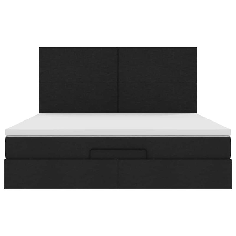 Casa si Gradina - Mobilier - Paturi si accesorii - Paturi - Cadru de pat otoman cu saltea tesatura neagra 180x200cm - Infinity.ro