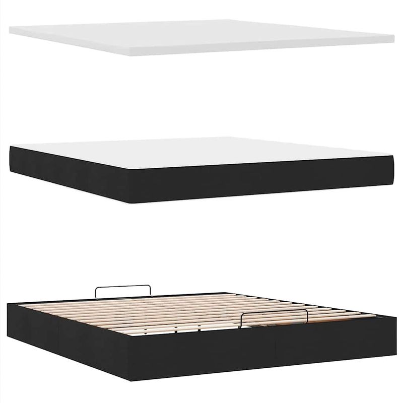 Casa si Gradina - Mobilier - Paturi si accesorii - Paturi - Cadru de pat otoman cu saltea tesatura neagra 180x200cm - Infinity.ro