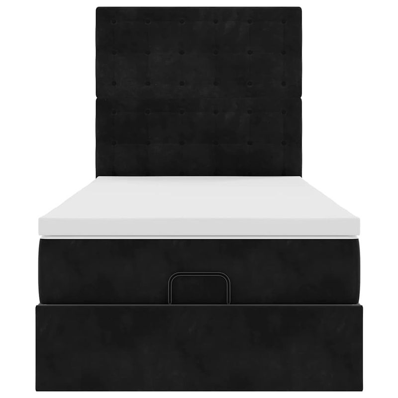 Casa si Gradina - Mobilier - Paturi si accesorii - Paturi - Cadru de pat otoman cu saltele, catifea neagra 90x190cm - Infinity.ro